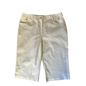 St. John Sport Women’s White Capri Pants Size 16 Stretch Cotton Cropped